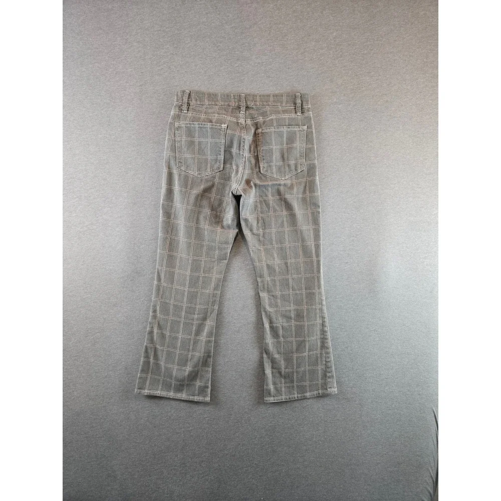 FRAME Le Crop Mini Boot Jeans Women 29 Grey Windowpane Plaid Cropped Flare Pants - Picture 2 of 13